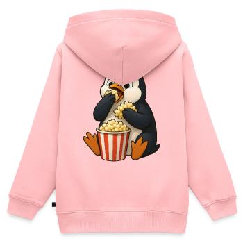 Niedlicher Pinguin mit Popcorn im Kino Filmfreunde - Kinder Premium Organic Zip Hoodie - Rosa - Hinten - AI Model Kid Female (0cm)