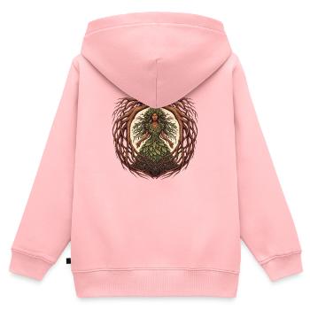 Baumgöttin | Hüterin der Natur und Lebensenergie - Kinder Premium Organic Zip Hoodie - Rosa - Hinten - AI Model Kid Female (0cm)