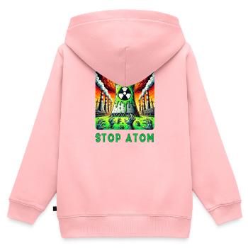 Stop Atom – Radioaktiver - Kinder Premium Organic Zip Hoodie - Rosa - Hinten - AI Model Kid Female (0cm)