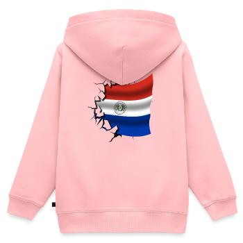 Bandera Paraguay - Paraguay - Flagge Broken Design - Kinder Premium Organic Zip Hoodie - Rosa - Hinten - AI Model Kid Female (0cm)