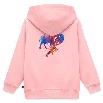 Indianischer Läufer Büffel Aquarell aura - Kinder Premium Organic Zip Hoodie - Rosa - Hinten - AI Model Kid Female (0cm)