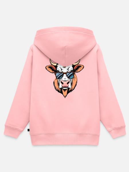 Kuh - Kinder Premium Organic Zip Hoodie - Rosa
