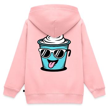 tasses Crème Frech Yaourt Crème Crème Glace Pudding - Sweat Premium à capuche zippé enfant bio - rose - Dos - AI Model Kid Female (0cm)