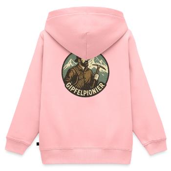 Gipfelpionier Bergsteiger Vintage - Kinder Premium Organic Zip Hoodie - Rosa - Hinten - AI Model Kid Female (0cm)