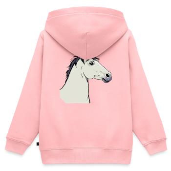 Weisses Pferd - Kinder Premium Organic Zip Hoodie - Rosa - Hinten - AI Model Kid Female (0cm)
