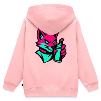 Graffiti Renard - Sweat Premium à capuche zippé enfant bio - rose - Dos - AI Model Kid Female (0cm)