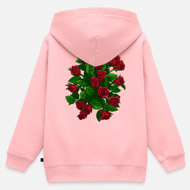 Roses élégantes en fleurs - Sweat Premium à capuche zippé enfant bio - rose