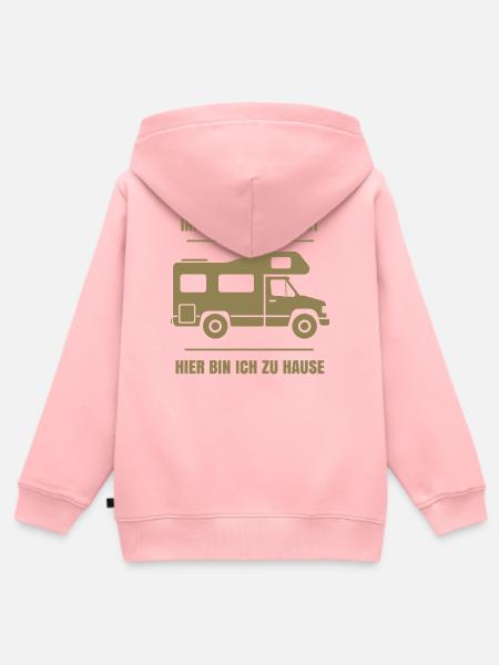 Cooler Dauercamper Spruch Wohnmobil Zuhause - Kinder Premium Organic Zip Hoodie - Rosa