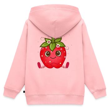 Süße Erdbeerfigur mit Kulleraugen - Kinder Premium Organic Zip Hoodie - Rosa - Hinten - AI Model Kid Female (0cm)