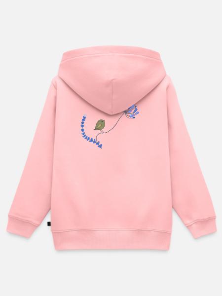 Vogel mit Blume - Kinder Premium Organic Zip Hoodie - Rosa