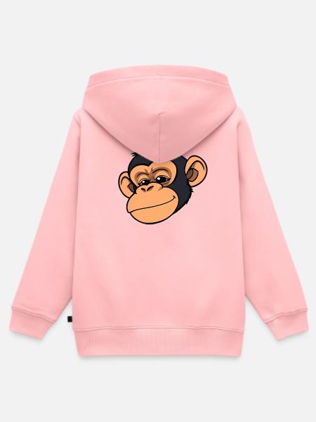 Affe Schimpanse - Kinder Premium Organic Zip Hoodie - Rosa