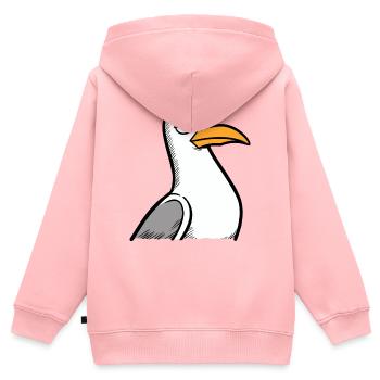 Moin Nordsee Möwe Langweile Blick Verachtung Böse - Kinder Premium Organic Zip Hoodie - Rosa - Hinten - AI Model Kid Female (0cm)