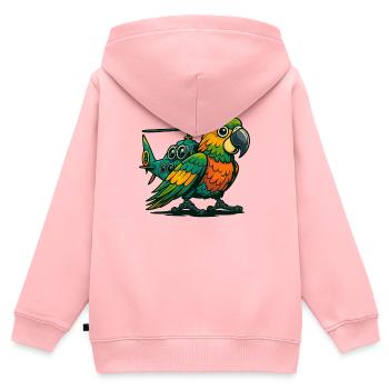 Heli-Parrot en utilisation - Sweat Premium à capuche zippé enfant bio - rose - Dos - AI Model Kid Female (0cm)