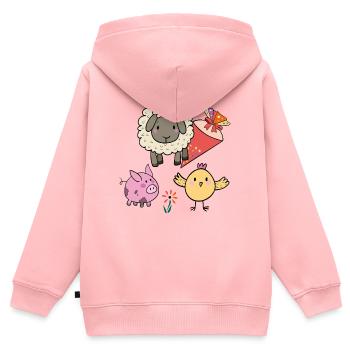 Retour à l’école avec le cône de sucre - Sweat Premium à capuche zippé enfant bio - rose - Dos - AI Model Kid Female (0cm)