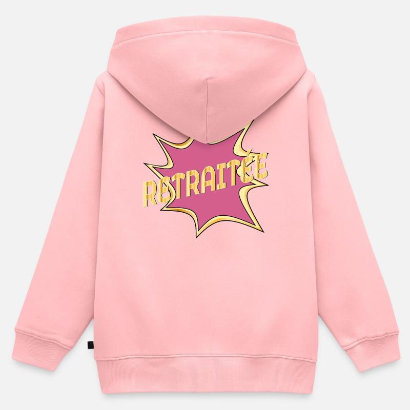 Retraitée Mamie - Sweat Premium à capuche zippé enfant bio - rose