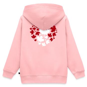 Motif de cœur de feuille d’érable - Sweat Premium à capuche zippé enfant bio - rose - Dos - AI Model Kid Female (0cm)