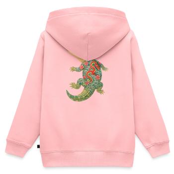 Yakuza-Krokodil – Uralte Kraft in der Tinte - Kinder Premium Organic Zip Hoodie - Rosa - Hinten - AI Model Kid Female (0cm)