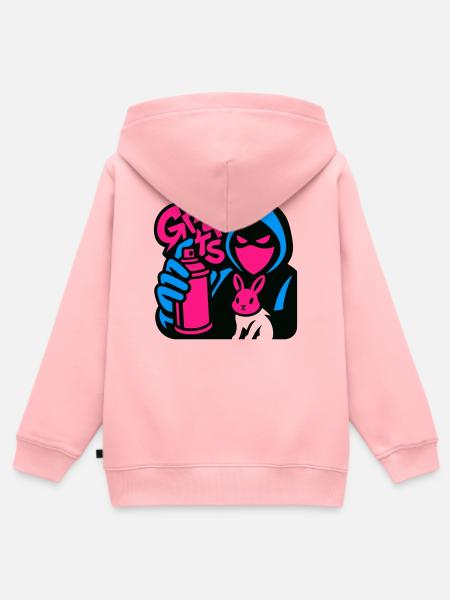 Graffiti Rabbit blue/pink - Kinder Premium Organic Zip Hoodie - Rosa