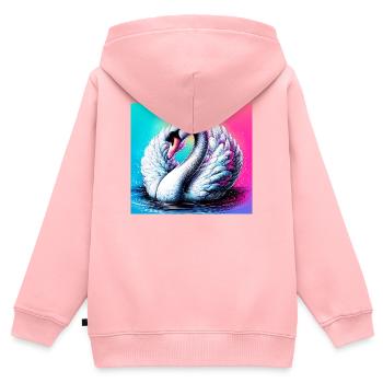Schwan - Kinder Premium Organic Zip Hoodie - Rosa - Hinten - AI Model Kid Female (0cm)