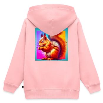 Eichhörnchen - Kinder Premium Organic Zip Hoodie - Rosa - Hinten - AI Model Kid Female (0cm)