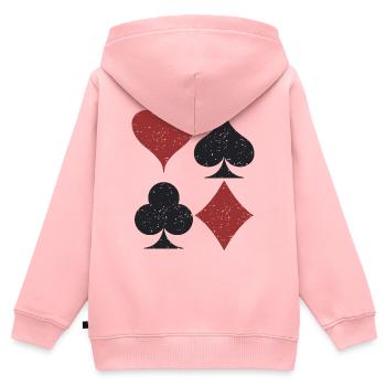 Karte Anzüge Symbole Grunge Textur 2 - Kinder Premium Organic Zip Hoodie - Rosa - Hinten - AI Model Kid Female (0cm)