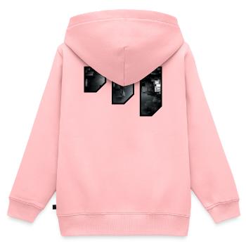 Futuristische geometrische Dunkelheit - Kinder Premium Organic Zip Hoodie - Rosa - Hinten - AI Model Kid Female (0cm)