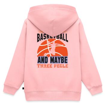 J’aime le basket-ball et peut-être trois personnes - Sweat Premium à capuche zippé enfant bio - rose - Dos - AI Model Kid Female (0cm)