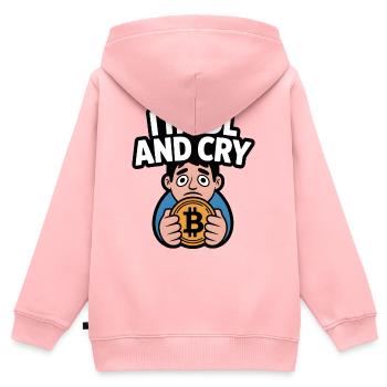 T-shirt humoristique hommage au bitcoin - Sweat Premium à capuche zippé enfant bio - rose - Dos - AI Model Kid Female (0cm)