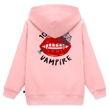Spinnennetz mit Lippenmotiv - Kinder Premium Organic Zip Hoodie - Rosa - Hinten - AI Model Kid Female (0cm)