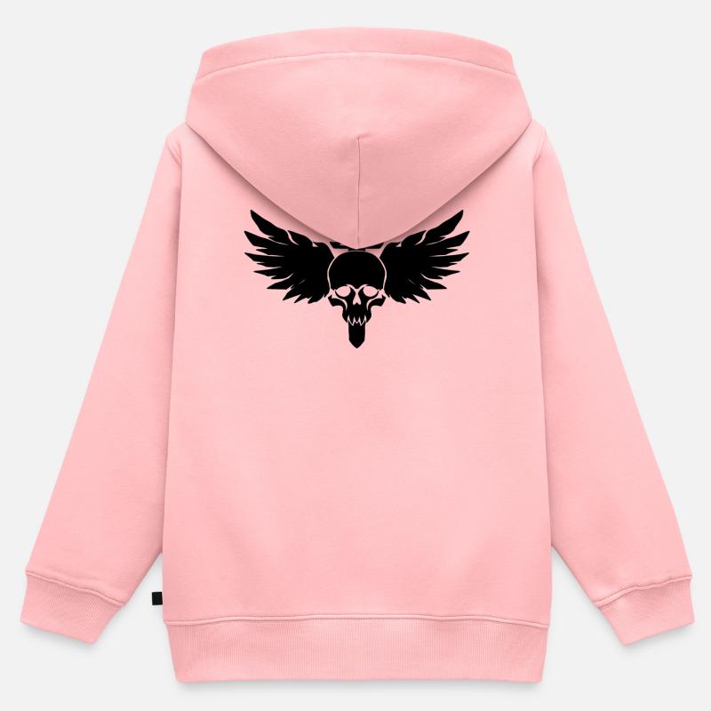 crâne - Sweat Premium à capuche zippé enfant bio - rose