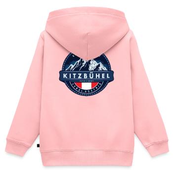 Kitzbühel , Kitzbüheler Alpen, Österreich - Kinder Premium Organic Zip Hoodie - Rosa - Hinten - AI Model Kid Female (0cm)