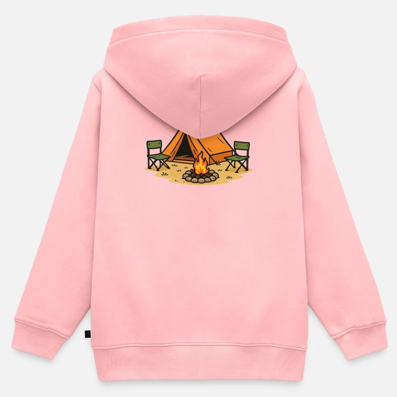 Conception de camp de camping aventureux - Sweat Premium à capuche zippé enfant bio - rose