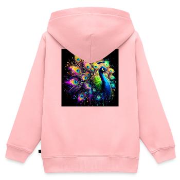 peacock - Kids Premium Organic Zip-up Hoodie - rose - Back - AI Model Kid Female (0cm)