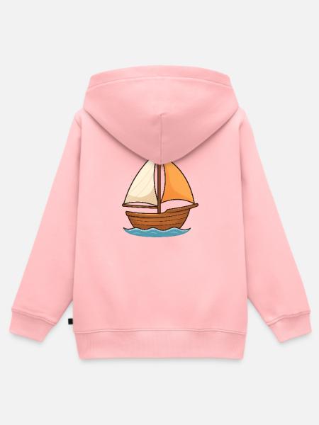 Maritimes Segelschiff Wasserfarben Design - Kinder Premium Organic Zip Hoodie - Rosa