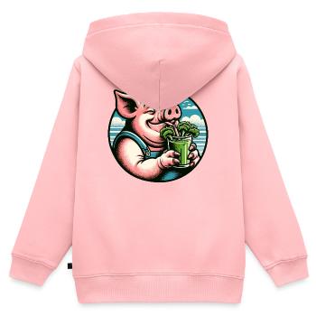 Piggy liebt grünen Saft - Kinder Premium Organic Zip Hoodie - Rosa - Hinten - AI Model Kid Female (0cm)