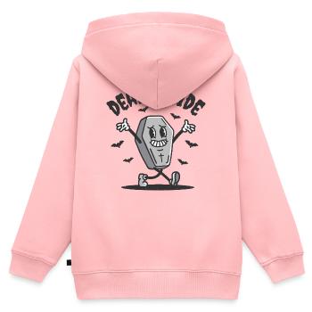 Tot im lustigen Sarg - Kinder Premium Organic Zip Hoodie - Rosa - Hinten - AI Model Kid Female (0cm)