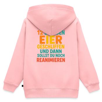 12 Stunden dienst - Kinder Premium Organic Zip Hoodie - Rosa - Hinten - AI Model Kid Female (0cm)