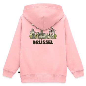 Brüssel Stadt - Kinder Premium Organic Zip Hoodie - Rosa - Hinten - AI Model Kid Female (0cm)