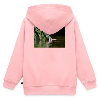 000_1106_DxO - Un castor sauvage mange des feuilles de saule - Sweat Premium à capuche zippé enfant bio - rose - Dos - AI Model Kid Female (0cm)