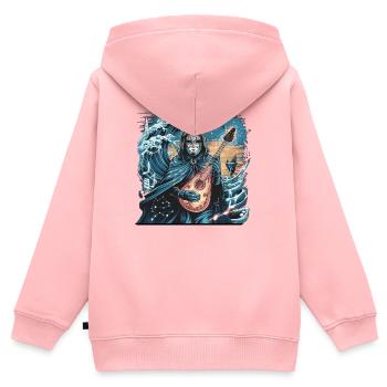 Vague mystique de l’océan avec musicien fantomatique - Sweat Premium à capuche zippé enfant bio - rose - Dos - AI Model Kid Female (0cm)