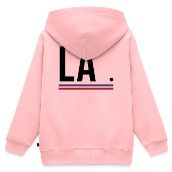 Los Angeles – West Coast Streetwear Shirt - Kinder Premium Organic Zip Hoodie - Rosa - Hinten - AI Model Kid Female (0cm)