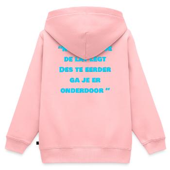 Humorvoller niederländischer Aussprachedruck - Kinder Premium Organic Zip Hoodie - Rosa - Hinten - AI Model Kid Female (0cm)
