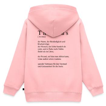 Thomas Definition Typography - Kids Premium Organic Zip-up Hoodie - rose - Back - AI Model Kid Female (0cm)