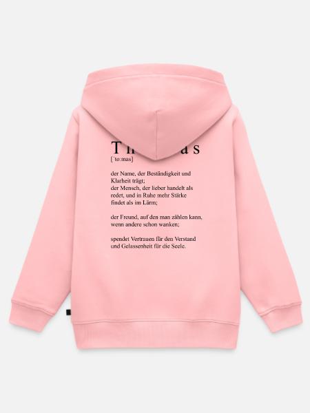 Thomas Definition Typografie - Kinder Premium Organic Zip Hoodie - Rosa