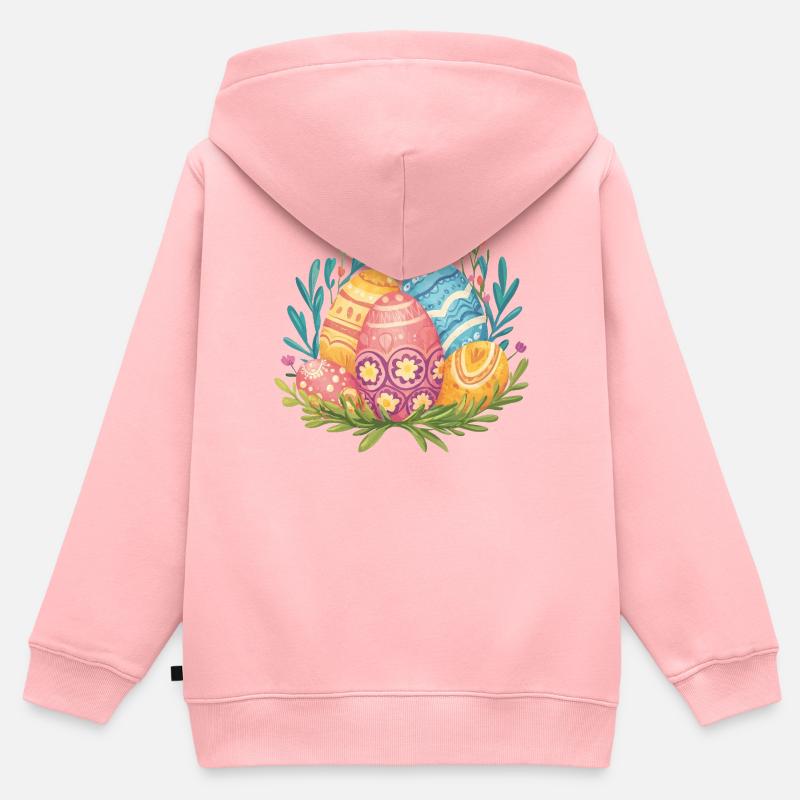 Œuf de Pâques - Sweat Premium à capuche zippé enfant bio - rose