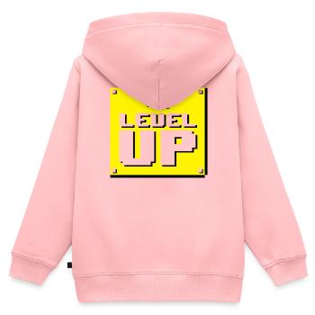 Level-Up-Panel - Kinder Premium Organic Zip Hoodie - Rosa - Hinten - AI Model Kid Female (0cm)