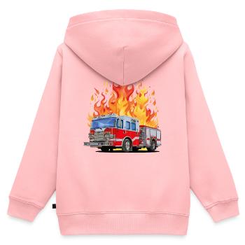 Feuerwehr im Einsatz - Kinder Premium Organic Zip Hoodie - Rosa - Hinten - AI Model Kid Female (0cm)