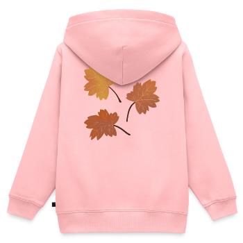 Motif de feuille d’érable d’automne pour vêtements confortables - Sweat Premium à capuche zippé enfant bio - rose - Dos - AI Model Kid Female (0cm)