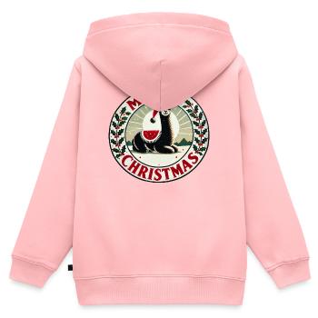 Festliche Lama-Weihnachtsillustration - Kinder Premium Organic Zip Hoodie - Rosa - Hinten - AI Model Kid Female (0cm)