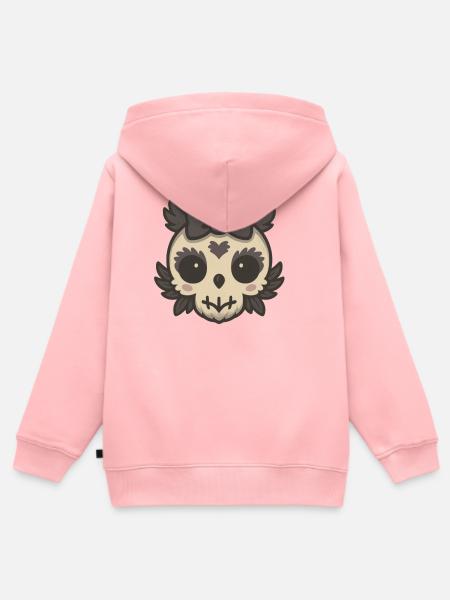 Verspieltes Eulenkopf Design mit Herzakzent - Kinder Premium Organic Zip Hoodie - Rosa